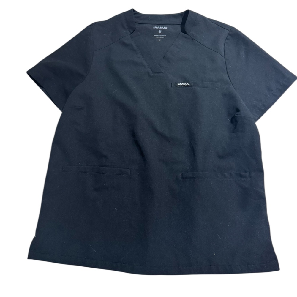 Jaanuu Scrub Top Black Size Medium V-Neck Nursing Scrubs